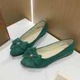 thumbnail image 3 of Gpaecead Women's Bow Ballet Flats Pointed Closed Toe Faux Suede Quilted Cushioned Insole Non Slip Shoes For Work And Dates, Green, 3 of 6