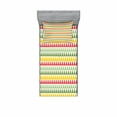thumbnail image 2 of Retro Bedding Set with Sheet & Covers, Colorful Triangles Sharp Edged Geometric Shapes in Horizontal Line, Printed Bedroom Decor 2 Shams, 4 Sizes, Dark Coral Pale Green, by Ambesonne, 2 of 3