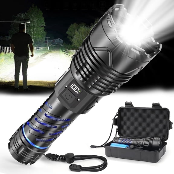Boyun Daj 200000 High Lumens with 5000mAh ,5 Modes LED Flashlight Adjustable,High Powered Flash Lights Waterproof Handheld Flashlights for Home Camping Hiking