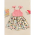 thumbnail image 4 of Lairauiy Baby Girl Summer Dress Casual Sleeveless Bow Strap Floral Print Dress Toddler A-Line Dress,12M-5T, 4 of 9