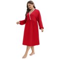 thumbnail image 2 of WBQ Women's Oversized Nightdress Plus Size Nursing Nightgown Long Sleeve V Neck Breastfeeding Nightshirt Sleepwear Soft Pleated Sleepshirt Lounge Dress, XL-4XL, 2 of 6