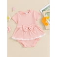 thumbnail image 3 of Bagilaanoe 2pcs Newborn Baby Girl Shorts Set Short Sleeve T-Shirts Tops + Ribbed Shorts 6M 12M 18M 24M Infant Casual Summer Clothes, 3 of 7
