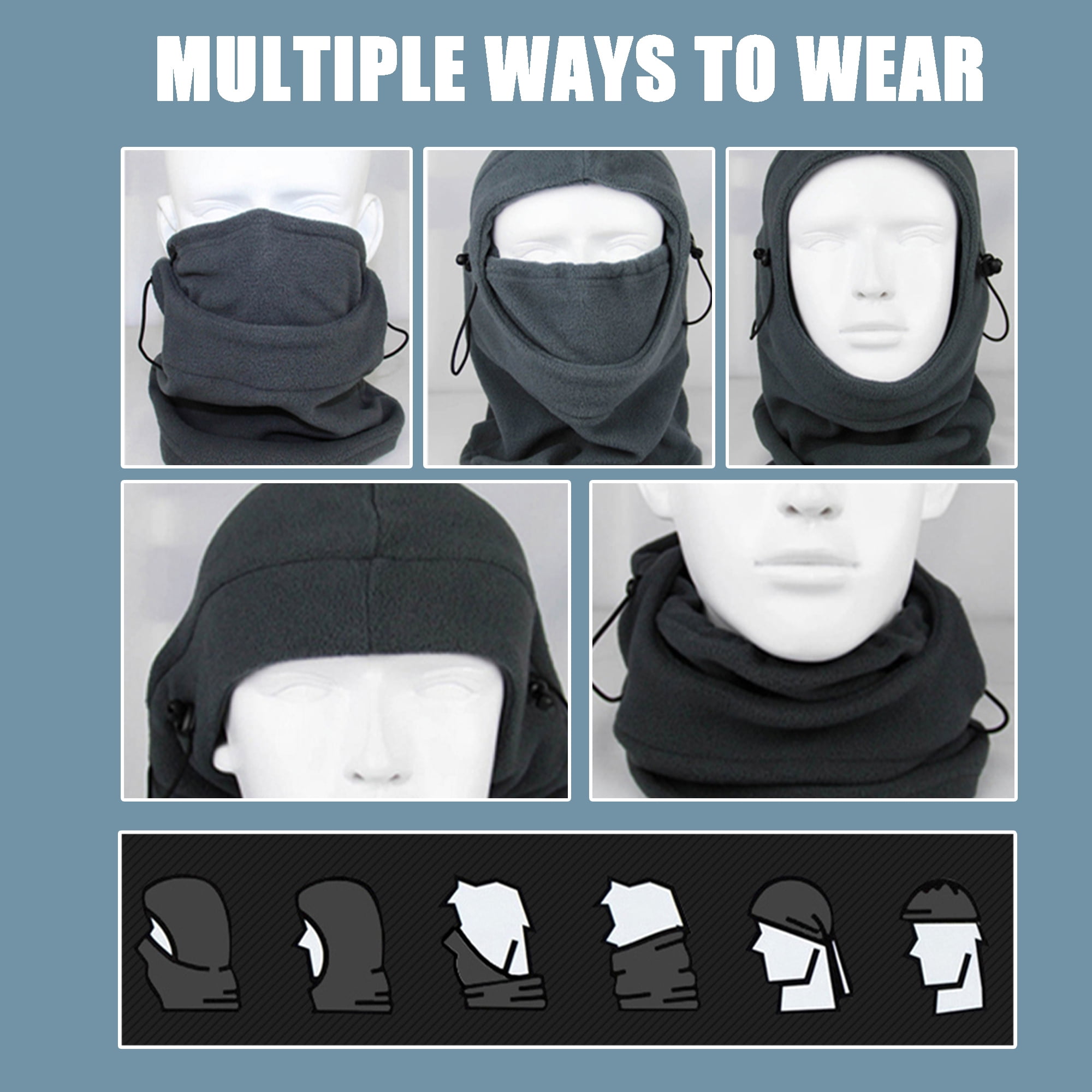 6 Pack Ski Mask Balaclava Full Face Cover Cold Weather for Men Women Gray