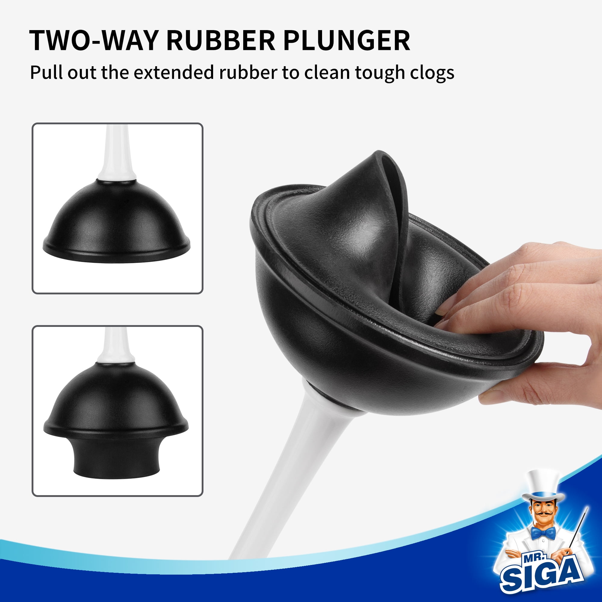 MR.SIGA Toilet Plunger and Bowl Brush Combo, White, 1 Set