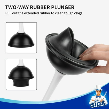 MR.Siga Toilet Plunger and Bowl Brush Combo, White, 1 Set