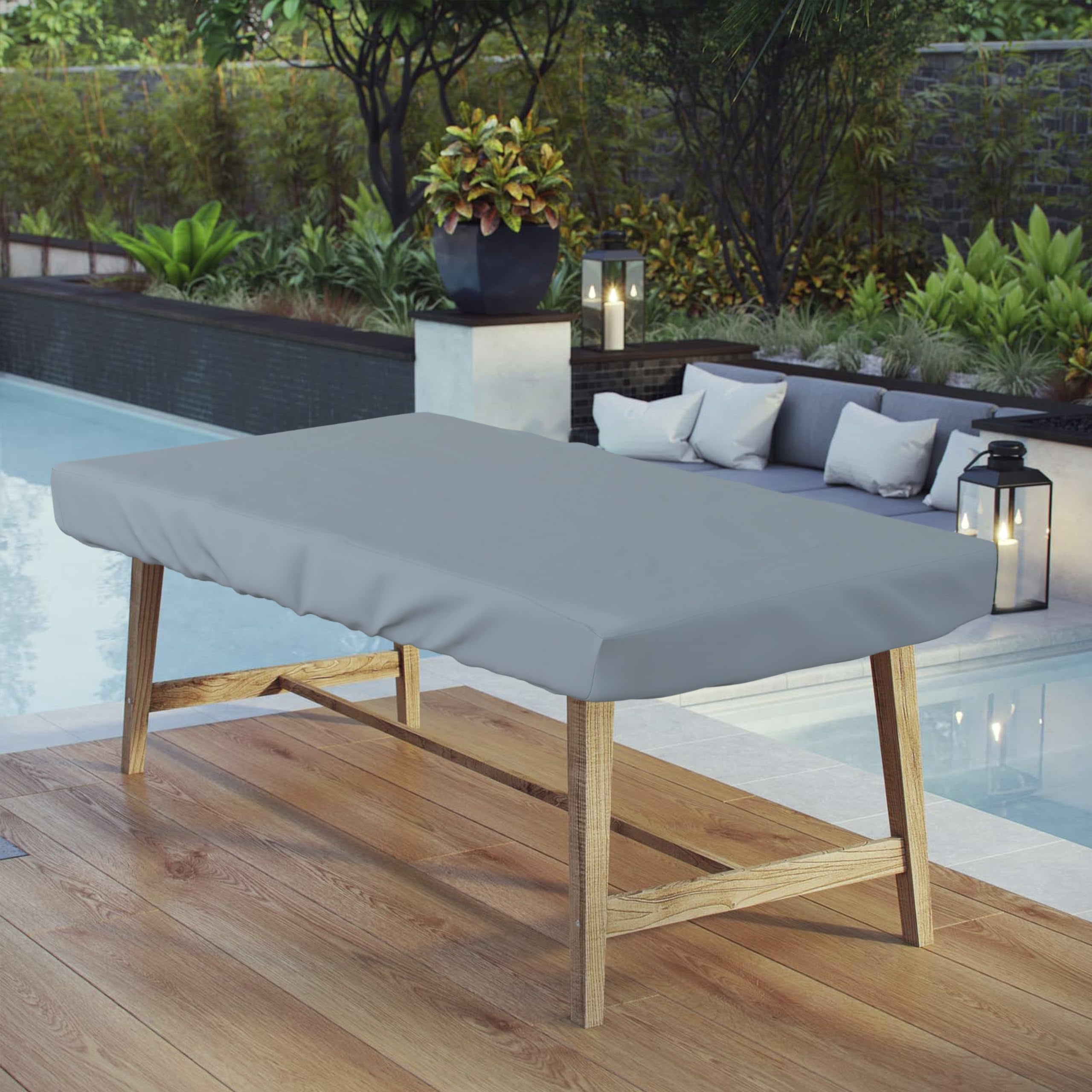 Covers & All Rectangle Table Top Cover, 18 Oz Heavy Duty Waterproof UV & Weather Resistant Patio Table Cover, Outdoor Table Cover for Patio Outdoor Furniture (5" H x 90" W x 40" D Inches, Grey)