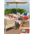 thumbnail image 4 of Outdoor Tablecloth with Umbrella Hole and Zipper, Christmas Poinsettia Rectangle Table Cloth 54x80 Inch Waterproof Tablecloth, Xmas Botanical Floral Snowflakes Picnic Table Cover for Patio Camping, 4 of 7