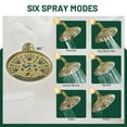thumbnail image 3 of Cobbe 8-Inch Rain Shower Head Combo Kit with 6 Modes Shower Head and 9 Modes Handheld Shower Single Handle with 59-Inch Hose Brushed Gold, 3 of 9
