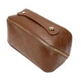 thumbnail image 5 of Bolsa De Maquillaje De Cuero De PU La Apertura Grande Previene La Dureza De La Deformación Bolsa De Maquillaje Portátil Grande Con Asa Bolsa De Maquillaje De Cuero De PU Para Teléfono Celular Marrón, 5 of 5