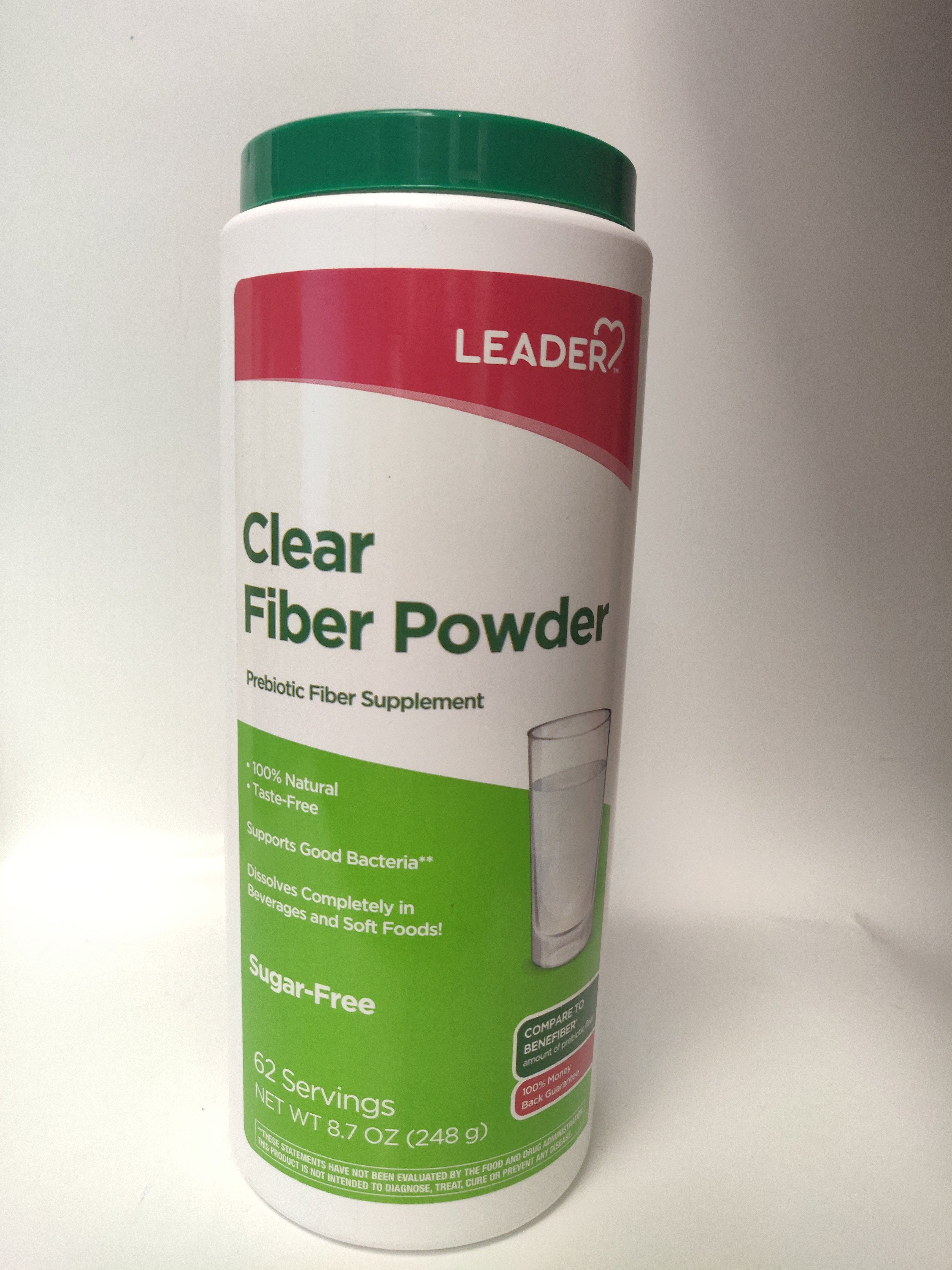 Leader Clear Fiber Powder Prebiotic Sugar Free, Taste Free, 8.7 oz