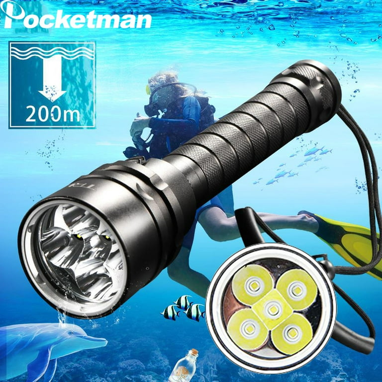 Brightest 5*T6 LED Diving Flashlight Scuba Waterproof Lantern - Walmart.com