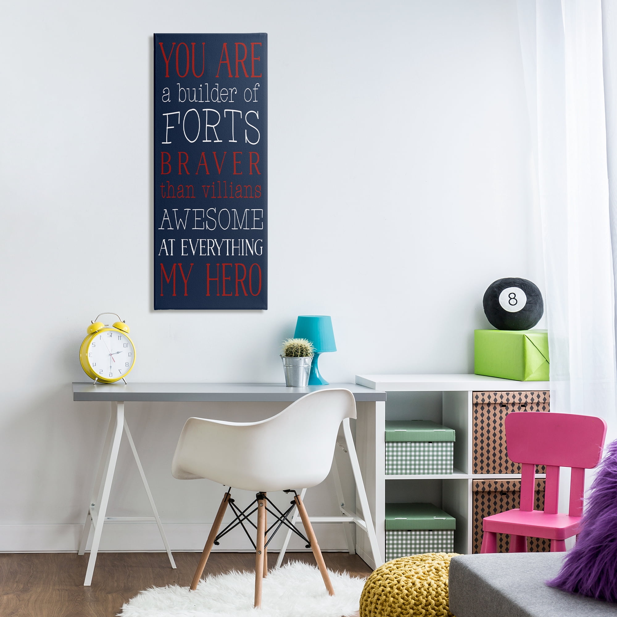 Stupell Industries You Are My Hero Typography Painting Gallery Wrapped Canvas Art Print Wall Art, 20 x 48