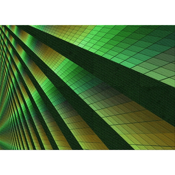 Ahgly Company Indoor Rectangle Patterned Dark Lime Green Area Rugs, 2' x 4'