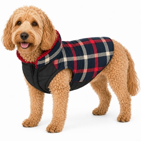 Pet Life Allegiance Classical Plaided Insulated Dog Coat Jacket Blue and Red Plaid Medium