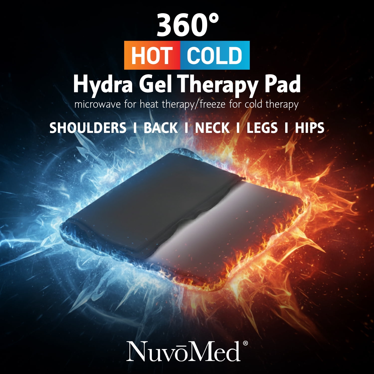 NuvoMed Reusable Hot and Cold Gel Pack, Large Flexible Hydra-Gel Pack for Back, Neck, Shoulder, Hips, Thighs, Microwave and Freezer Safe Therapy Pack, 12 x 17 Inch