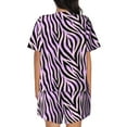 thumbnail image 4 of Womens Pajama Sets With Pocket, zebra print purple Lounge Sets Short Sleeve Sleepwear PJ Sets for Women, 4 of 6