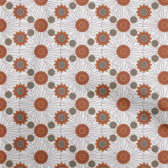 oneOone Cotton Cambric Dark Mustard Fabric Asian Block Quilting Supplies Print Sewing Fabric By The Yard 56 Inch Wide