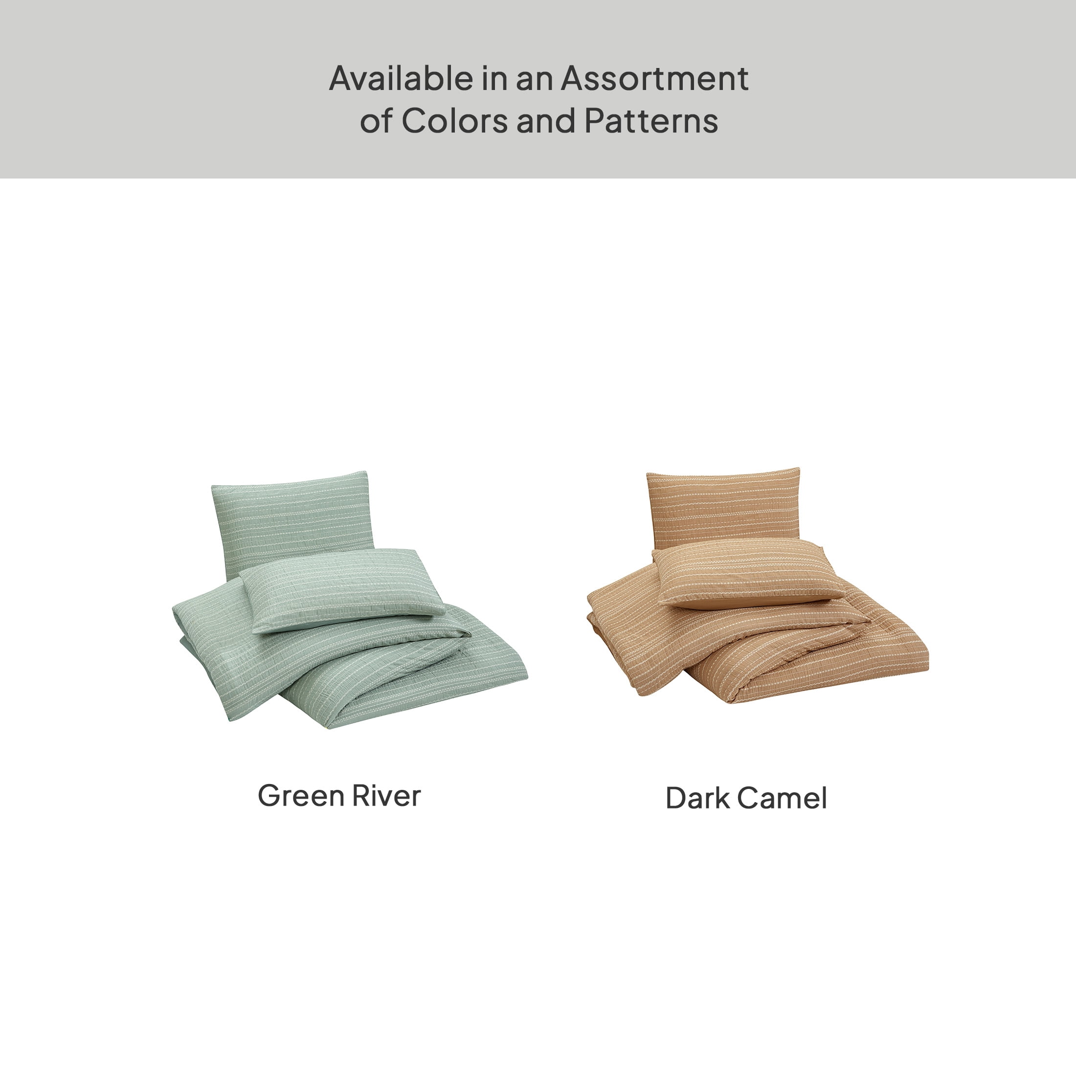 Better Homes & Gardens Full/Queen Comforter Set, All-Season, 3-Piece, Green Stripe