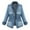 Blue, variant on Plus Size Casual Women's Ladies Denim Oversize Jeans Chain Jacket Pocket Coat with Distressed Design, in Size L
