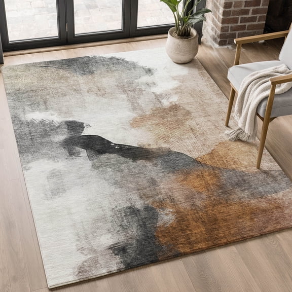 Addison Rugs Mayfield Premium Machine Washable Transitional Abstract Paprika Rectangle Rug, 10' X 14' Machine Washable Transitional Abstract Paprika Oversized Sherpa Throw Blanket