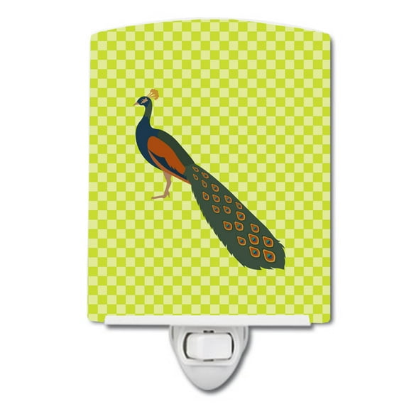 Indian Peacock Peafowl Green Ceramic Night Light