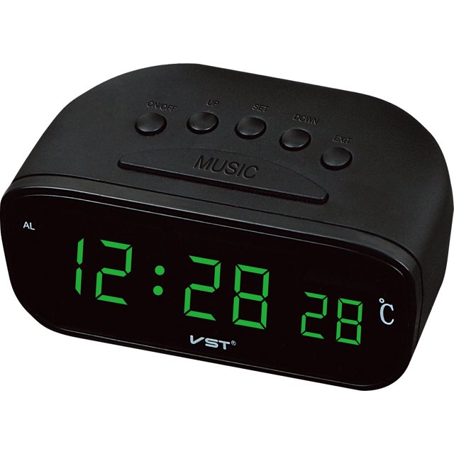 Homgreen Digital Alarm Clock Black Case with color LEDs Ascending
