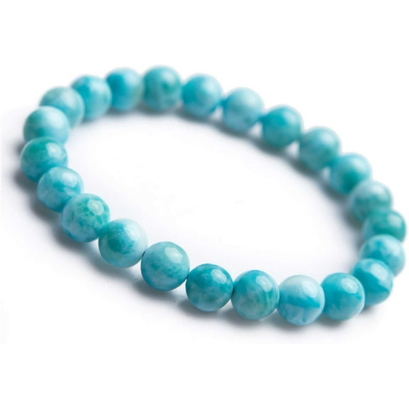 8mm Natural Blue Larimar Bracelet – AAAAA Round Beads, Stretch Fashion Jewelry for Men & Women