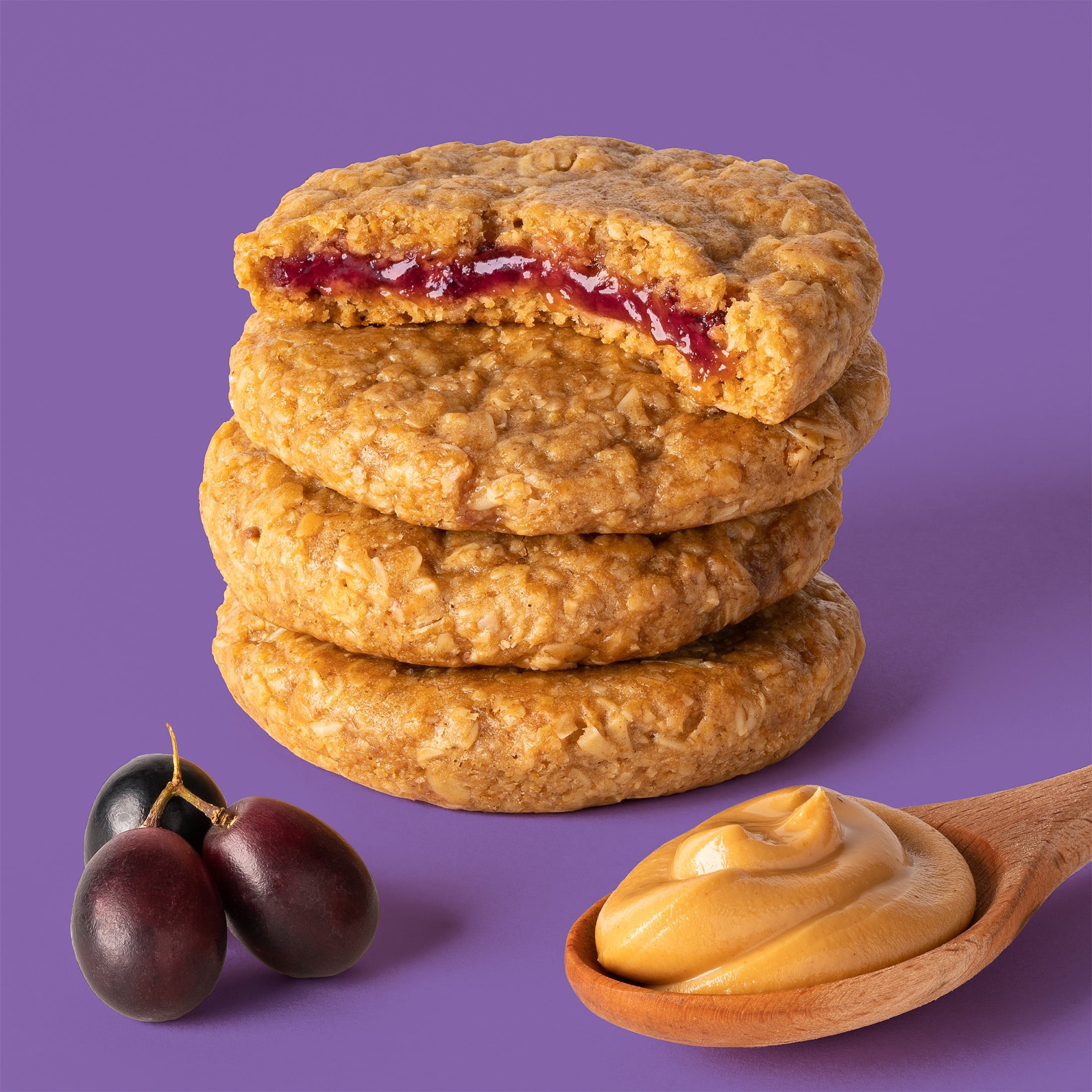 (6 pack) Bobo's PB&Js Grape, Peanut Butter Oat Crust Snack Bars, Gluten Free, 4 Count, 2.1 oz Each
