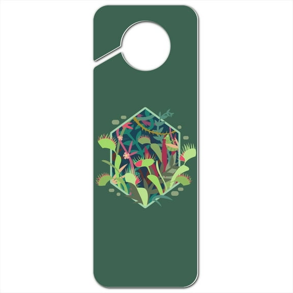 Venus Fly Trap and Tropical Plants Plastic Door Knob Hanger Sign