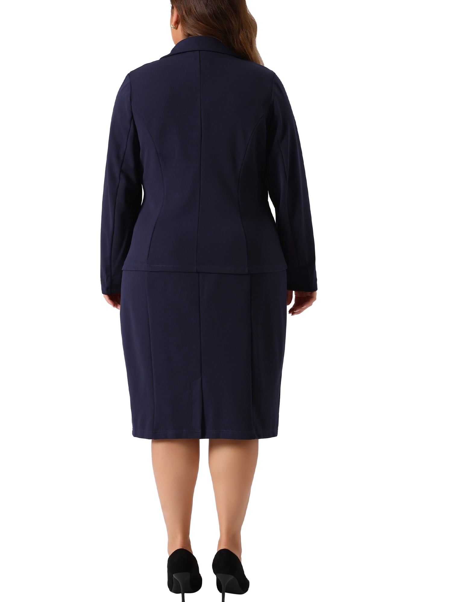 DARING DIVA Women's Plus 2 Pieces Dress Suits Blazers and Sleeveless Dress 5X Navy Blue