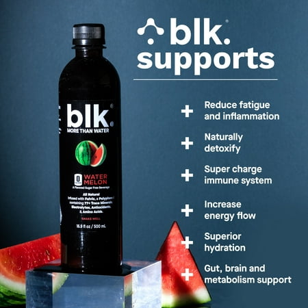 blk. Watermelon Fulvic Enriched Water 16.9oz / 500ml (12 Pack)