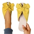 thumbnail image 3 of HomeDM Womens Flat Sandals Dressy Bowknot Closed Toe Slip-On Summer Beach Slide Sandals, Yellow Size 7, 3 of 9