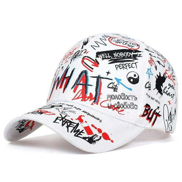 Gorra de béisbol con estampado de grafito para hombres y mujeres, sombrero de algodón para exteriores, sombrero de verano de ocio ajustable hola suerte unisex