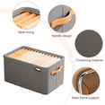thumbnail image 3 of Paquete de 2 cestas de almacenamiento para organizar contenedores de tela de lona con asas de cuero para estante, cesta de regalo vacía para ropa, 3 of 7