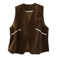 thumbnail image 2 of Roncen Casual Corduroy Vest for Women Button Down Versatile Sleeveless Outerwear Waistcoat with Pockets, 2 of 9