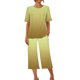 thumbnail image 5 of Conjunto de Pijama de Mujer Estampado Cuello Redondo Camiseta de Manga Corta Y Pantalones, Ropa de Salón con Bolsillos, 5 of 9