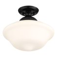 thumbnail image 6 of Regency Hill Vintage Rustic Farmhouse Ceiling Light Semi Flush Mount Fixture 13" Wide Gloss Black Flush White Glass Shade for Bedroom Living Room, 6 of 7