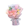 thumbnail image 1 of Bouquet de flor de crochet tulipanes hechos a mano con hojas de vegetación de flores artificiales decorativas para el cumpleaños de Acción de Gracias Rosa, 1 of 8