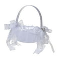 thumbnail image 2 of Elegant Satin Ribbons Basket with Handle Fruit Candies Container Wedding Easter Party Favors Flower Girl Baskets Wedding Basket for Events with lace, 2 of 8
