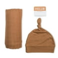 thumbnail image 1 of Lulujo Baby Hello World Newborn Bamboo Hat and Swaddle Blanket Set, 1 of 6