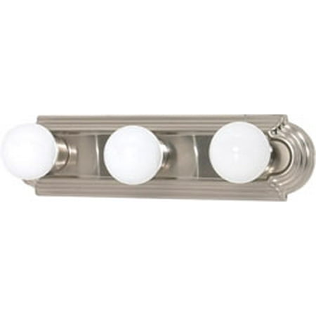 Sterling Brushed Nickel Vanity Replacement for 60/300 3 LIGHT 18 INCH VANITY RACETRACK STYLE BRUSHED NICKEL UTILITY ()