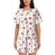 thumbnail image 1 of Fotbe Lips Kiss Conjunto de Pijama Estampado para Mujer, 2 Piezas, Ropa de Dormir con Camiseta de Manga Corta y Shorts Suaves-4X-Large, 1 of 6