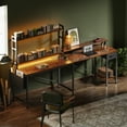 thumbnail image 3 of Huuger L Shaped Gaming Desk with Power Outlets, Led Lights, Computer Desk Office Desk with Storage Shelves, Corner Home Office Desks for Bedroom, Rustic Brown, 3 of 10
