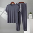 thumbnail image 2 of Mrmaere Men's Crew Neck T Shirt and Pants Set Short Sleeve 2 Piece Pullover Solid for Daily Outdoor Gray L, 2 of 5