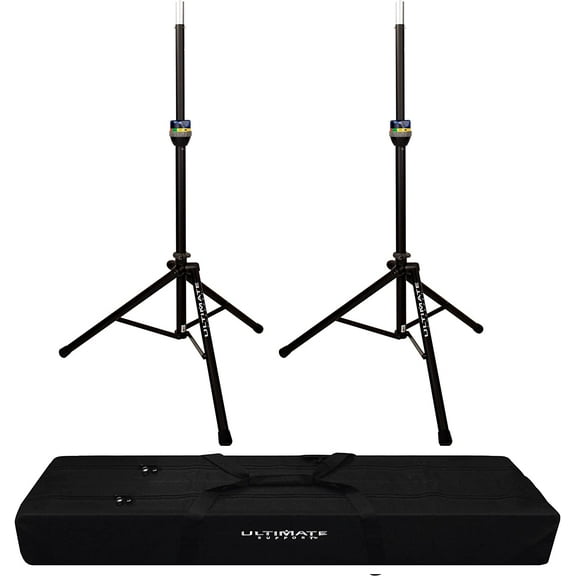 2 Ultimate Support TS-90B TeleLock Series Lift-assist Aluminum Speaker Stand with Speaker Stand Bag