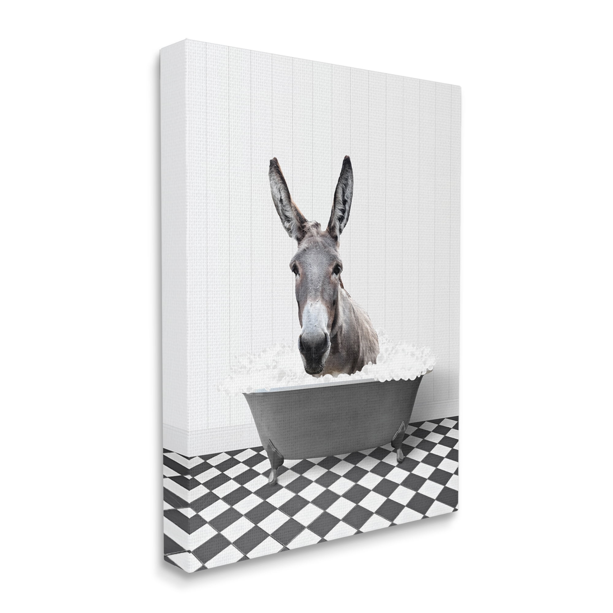 Stupell Industries Vintage Tub Donkey Animals & Insects Painting Gallery Wrapped Canvas Print Wall Art, 36 x 48