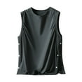 thumbnail image 1 of BADHUB Mens Sleeveless Shirts Clearance Side Split Button Cotton Tank Tops Summer Solid Color Vacation Vest Dark Gray M, 1 of 5