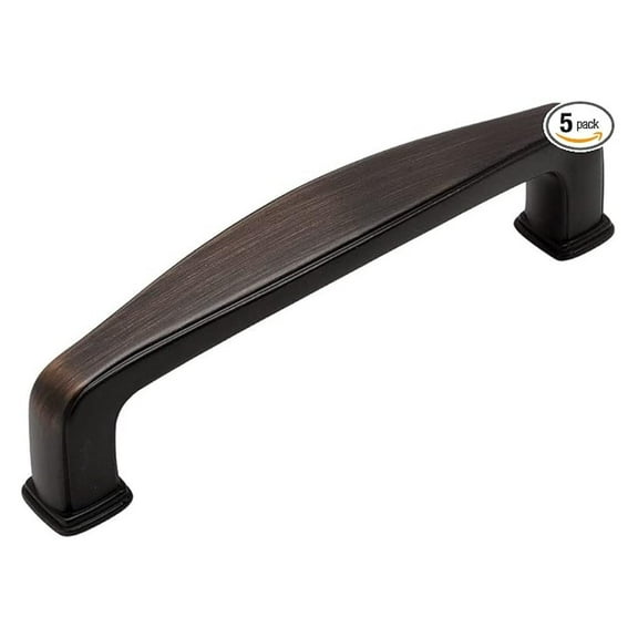 Cabinet Pulls 5 Pack - Oil Rubbed Bronze Handles 3-1/2 Inch Hole Centers - Modern Kitchen Bathroom Cabinet Hardware - 3.5 Inch