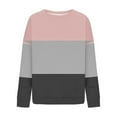 thumbnail image 3 of HOMBOM Womens Sweatshirt Oversized Pink Crew Neck Lightweight Pullover Casual Long Sleeve Colorblock Tops for Women, 3 of 5