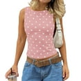 thumbnail image 3 of jobturf Tank Tops for Women Summer Crew Neck Sleeveless Blouses Holiday Casual Polka Dots Basic Tees Stretchy&nbsp;Slim&nbsp;Fitted Tunic Shirts, 3 of 4